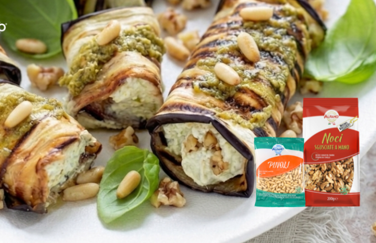 involtini di melanzane noci e pinoli
